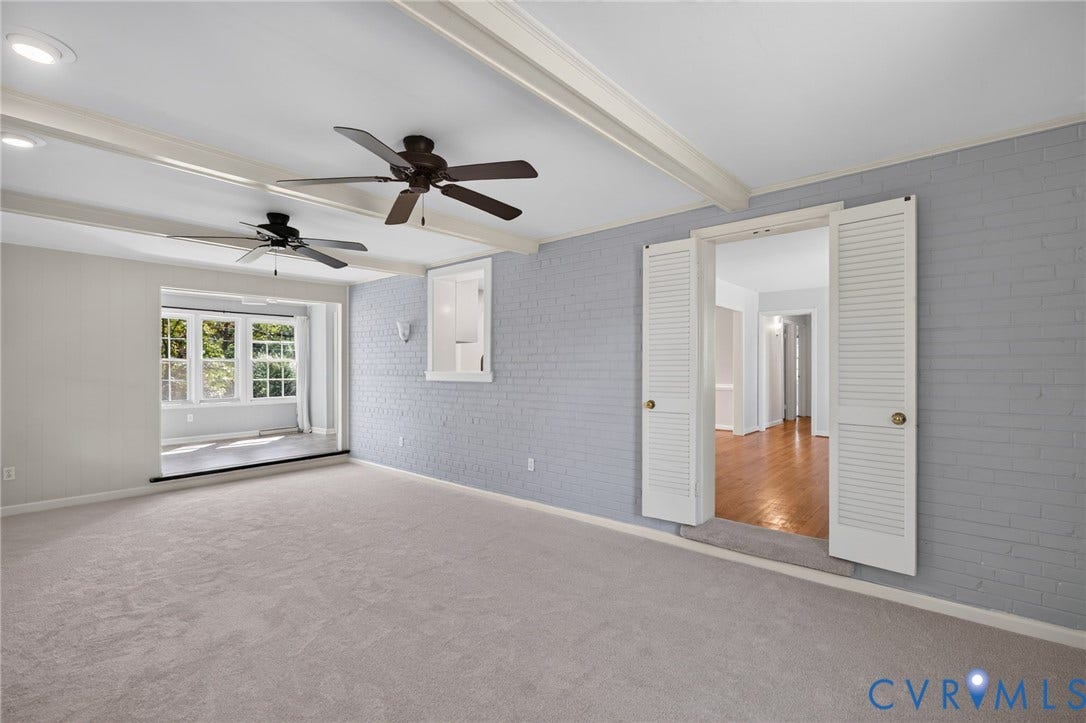 8415 Holly Hill Road, Henrico, VA 23229 Exposed ceiling beams, recessed lighting, and twin ceiling fans