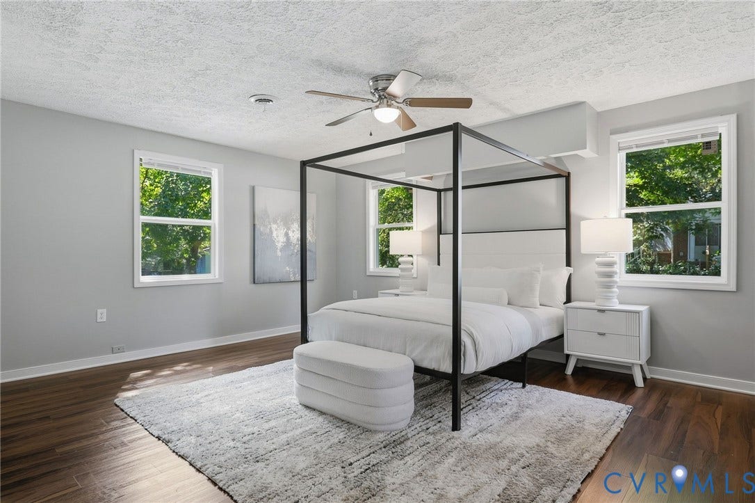 Wood-finish flooring with a neutral paint palette