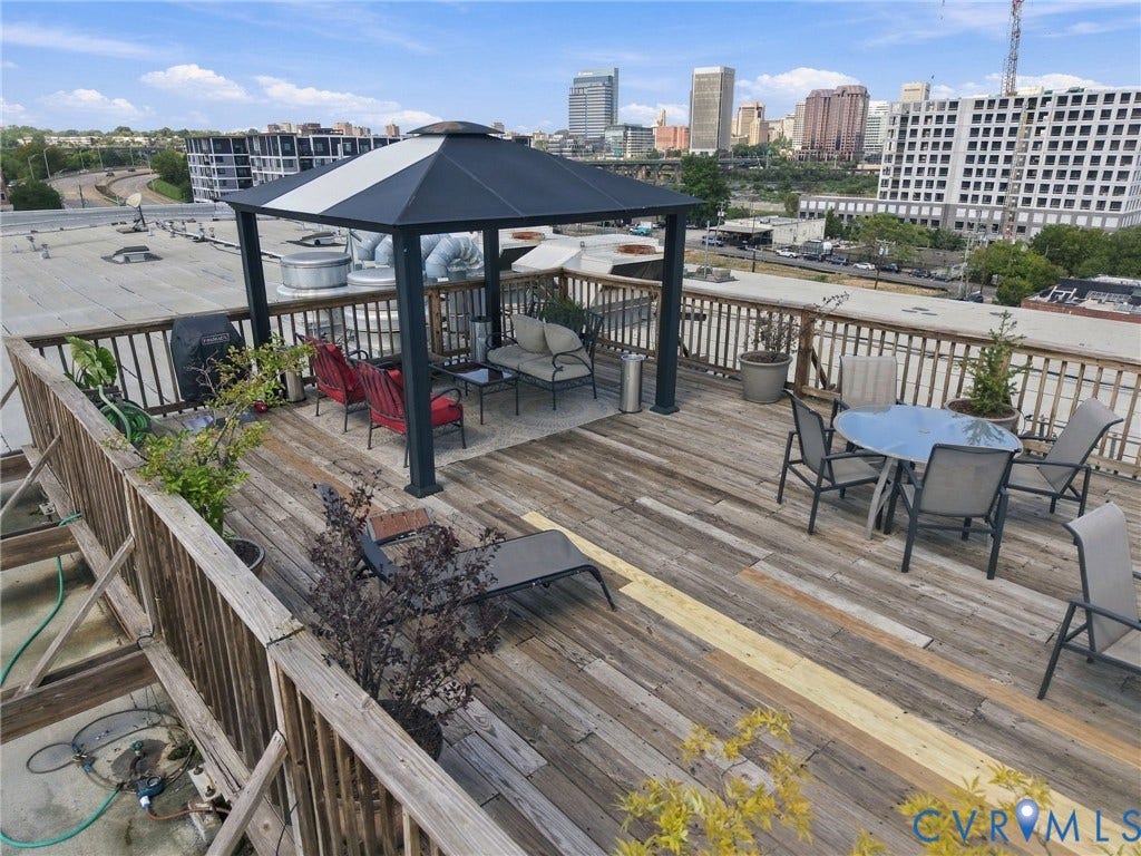 815 Porter Street, #U106, Manchester, Richmond, VA 23224 Rooftop deck with a gazebo, dining tables and a pet station so you can relax with your best friend!