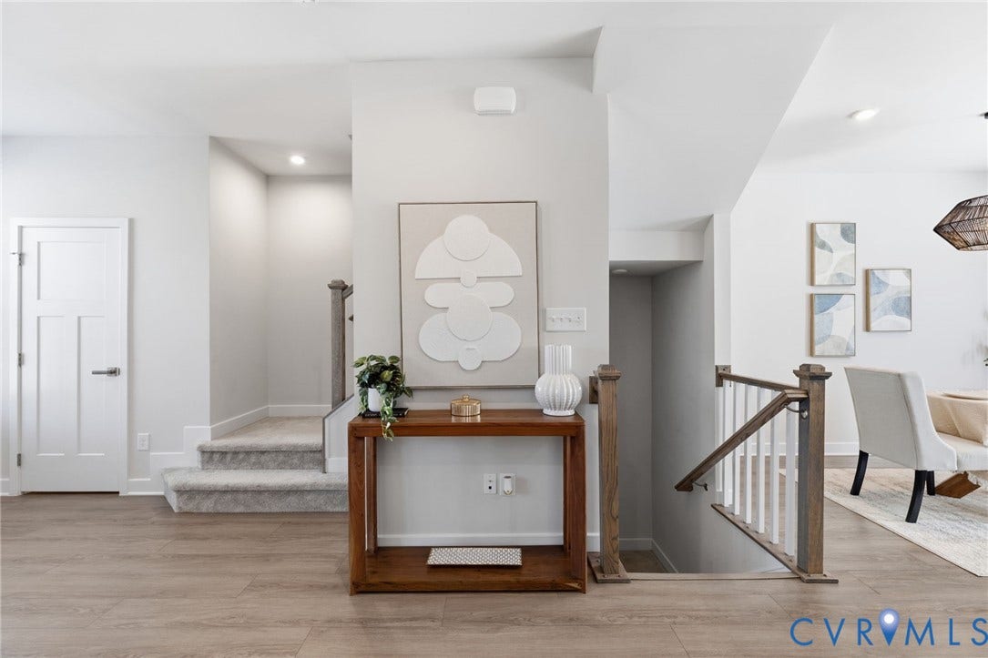 Wood-finish flooring throughout the main level
