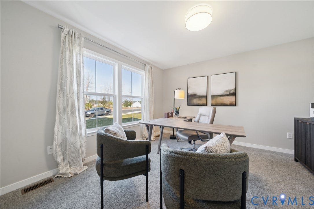 535 Wendenburg Terrace, #MODEL, Kennington, Aylett, VA 23009 Dual pane windows, neutral wall tones, semi-flush mount ceiling light fixture, and carpeted flooring