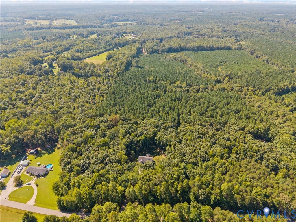 5927 Trenholm Village Drive, Trenholm Village, Powhatan, VA 23139 Expansive wooded acreage featuring diverse tree growth, clearings, and a developed residential area