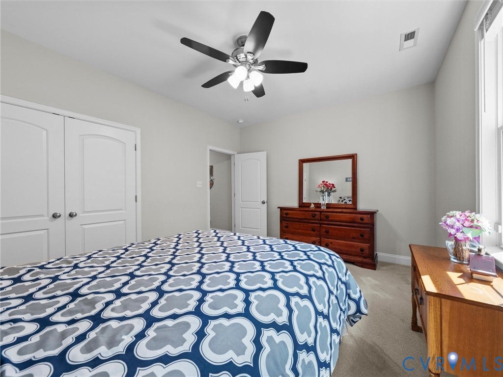 5927 Trenholm Village Drive, Trenholm Village, Powhatan, VA 23139 Recessed lighting, ceiling fan with light fixture, double-pane window, and carpeted flooring