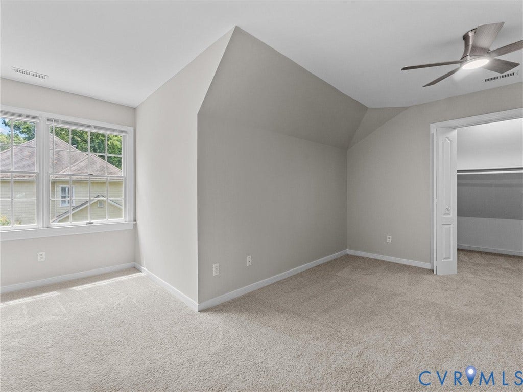 3700 Bremerton Drive, Wellesley, Henrico, VA 23233 Carpeted room with dormer window, neutral wall tones, and ceiling fan with integrated lighting