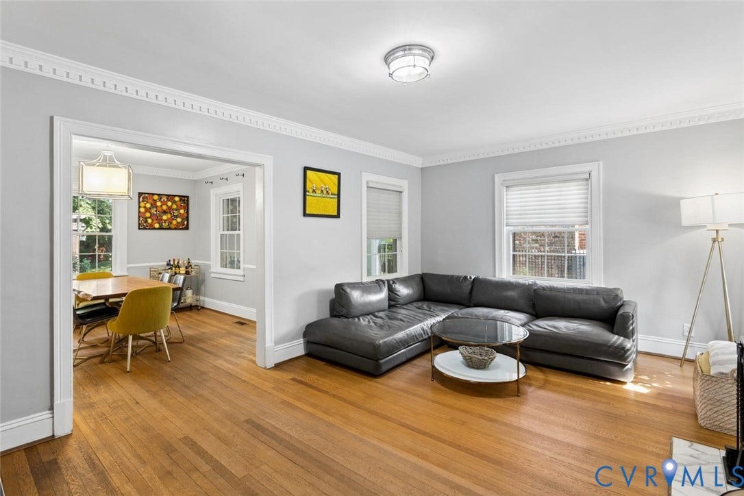 5113 King William Road, Westover Hills, Richmond, VA 23225 Hardwood flooring, decorative crown molding, recessed lighting, and ample natural light through multiple windows