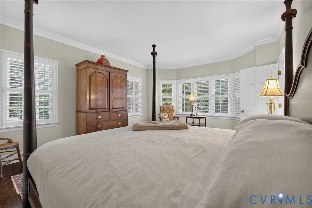 1108 Shallow Well Road, Manakin Sabot, VA 23103 Bay window with white plantation shutters