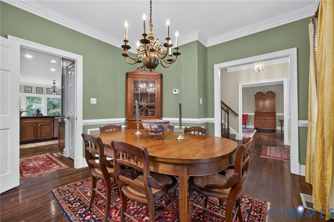 1108 Shallow Well Road, Manakin Sabot, VA 23103 Wood-finish flooring with elegant crown molding and chair rail detailing