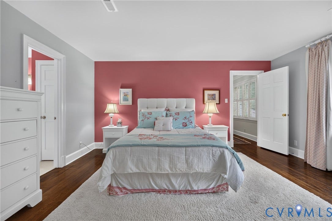 1108 Shallow Well Road, Manakin Sabot, VA 23103 Hardwood flooring, white trim, solid core doors, and a decorative accent wall