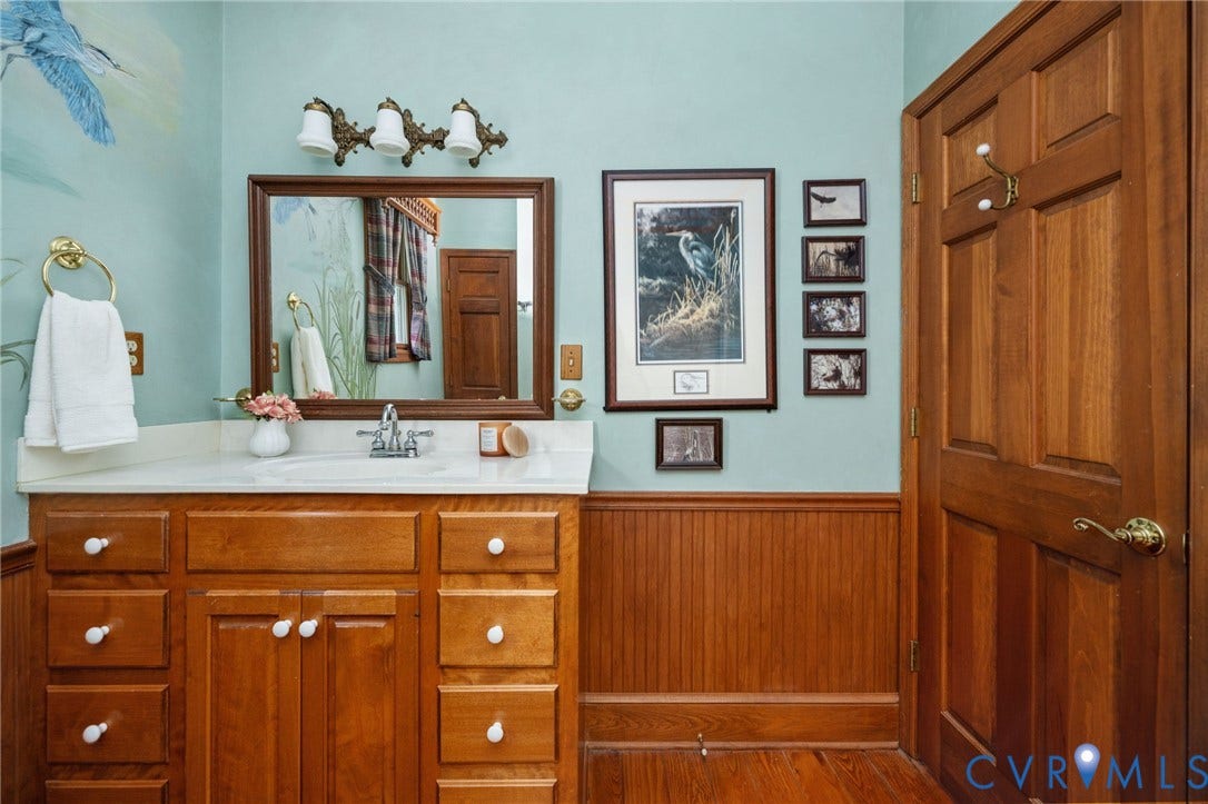 Wood-finish paneling and flooring
