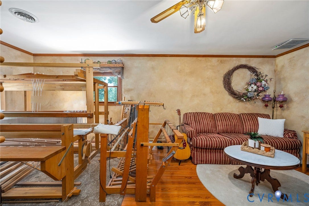 Warm-toned walls complement wood-finish flooring