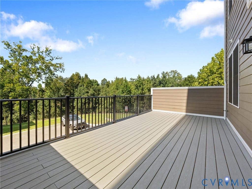 366 Souldren Walk, #A, Short Pump, Henrico, VA 23233 Outdoor deck with composite decking, black metal railing, and privacy screen