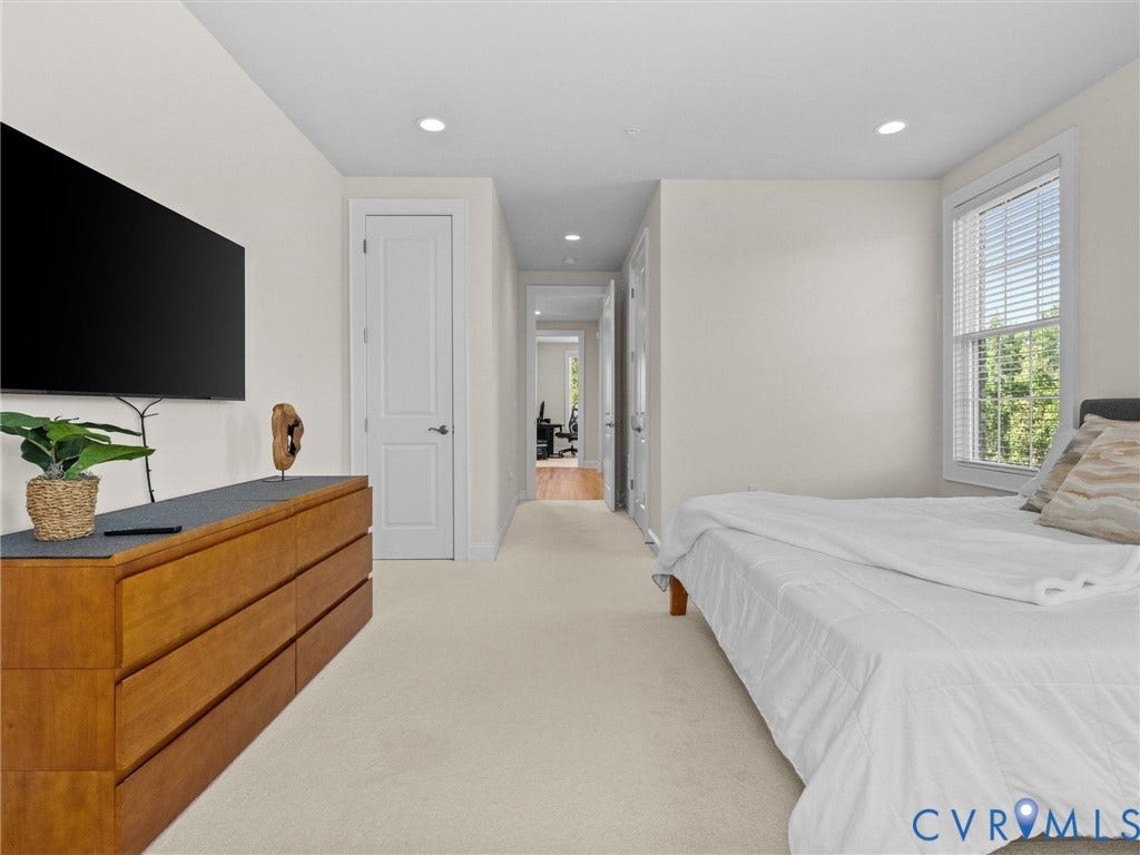 366 Souldren Walk, #A, Short Pump, Henrico, VA 23233 Recessed lighting, wall-mounted television, and a window with blinds
