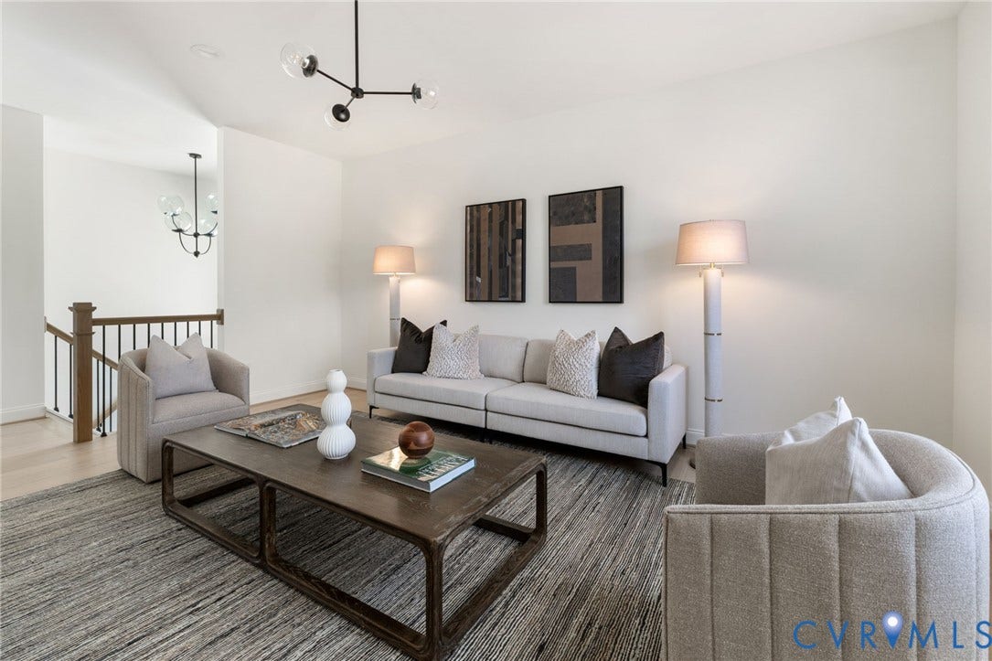 2871 Old Pump Road, The Preserve At John Rolfe, Henrico, VA 23233 High ceilings with a contemporary chandelier and recessed lighting