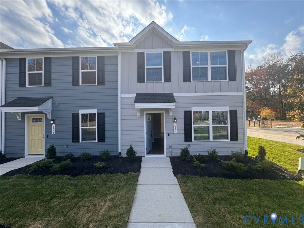 Contemporary exterior with light gray and blue siding