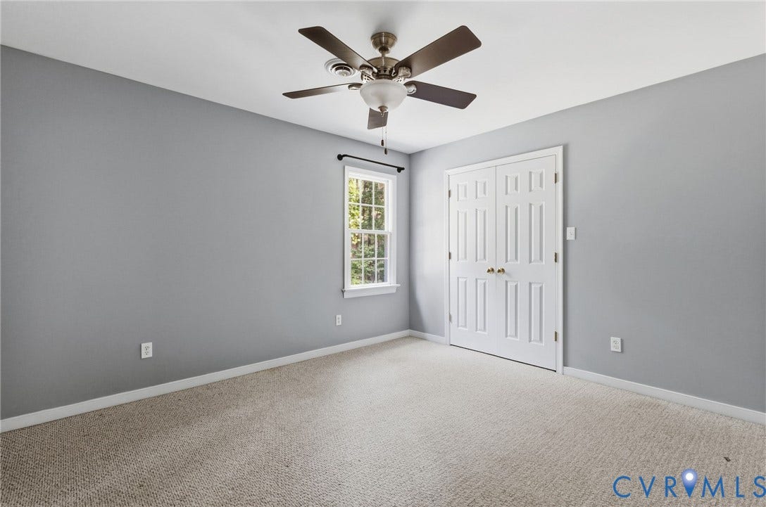 4350 Steger Creek Drive, Powhatan, VA 23139 Neutral gray walls complement the textured neutral carpet