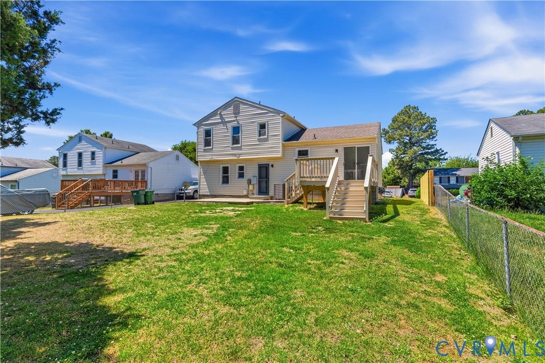 952 Pleasant Street, Henrico, VA 23223 Expansive grass lawn with chain-link fencing