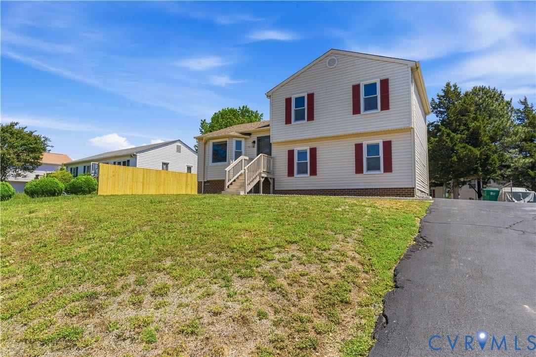 952 Pleasant Street, Henrico, VA 23223 Two-story residence featuring light-colored siding and red window shutters