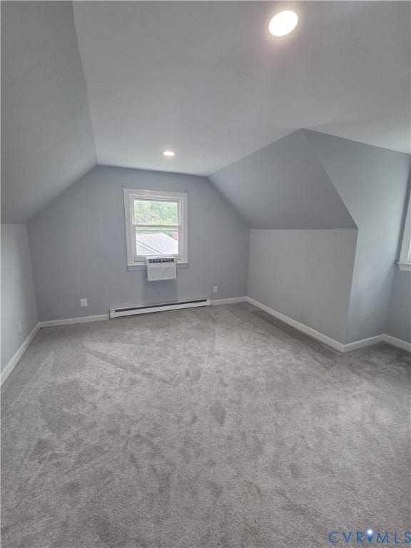 6004 Simplicity Court, Chesterfield, VA 23832 3rd bedroom, 2nd floor, Spacious room featuring sloped ceilings, recessed lighting, and soft gray carpeting