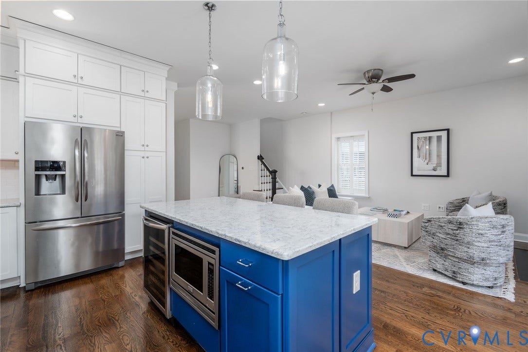 Stone countertops with cabinet microwave