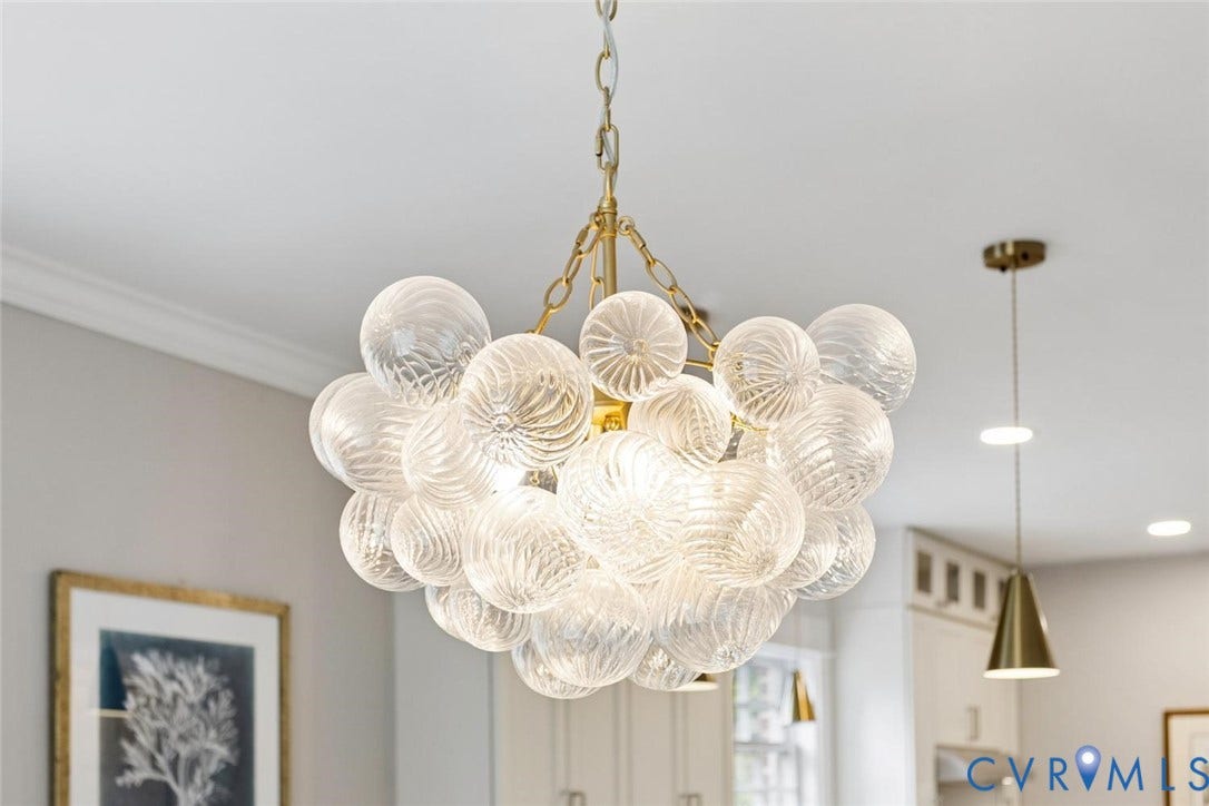 1316 Brookland Parkway, Richmond, VA 23227 Decorative glass orb chandelier with gold-tone hardware