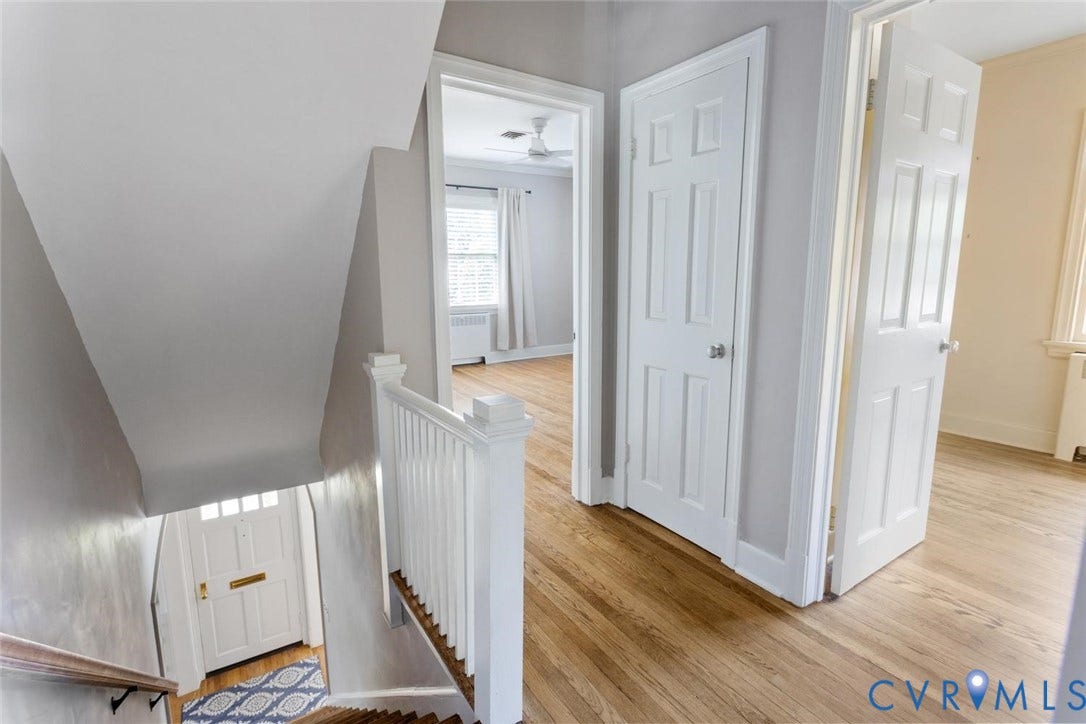 1316 Brookland Parkway, Richmond, VA 23227 Hardwood flooring throughout, white panel doors, and a staircase with white balusters