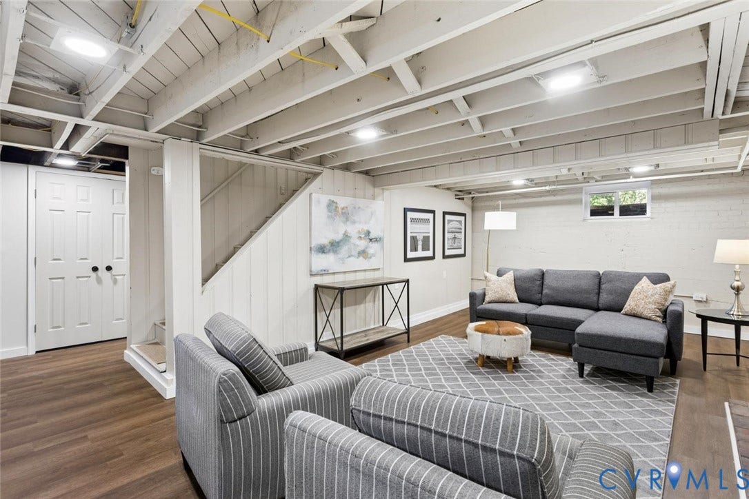 1316 Brookland Parkway, Richmond, VA 23227 Wood-finish flooring, exposed beam ceiling, white paneled walls, and recessed lighting