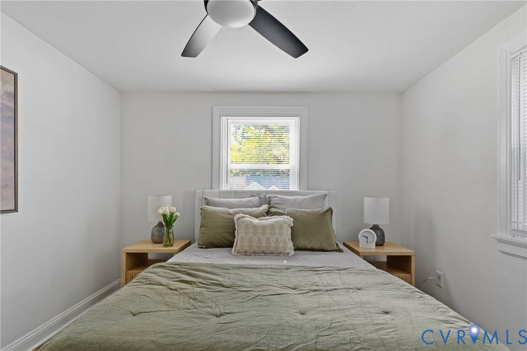 7406 Alycia Avenue, Henrico, VA 23228 Recessed lighting, ceiling fan, and multiple windows with blinds