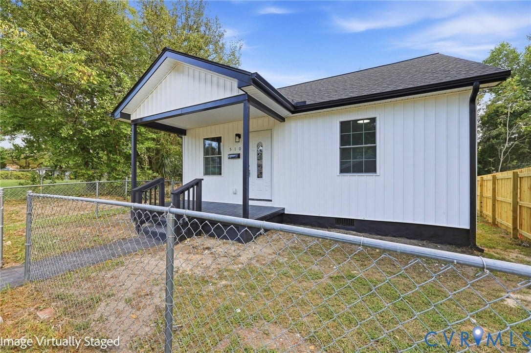 510 N Carolina Avenue, Petersburg, VA 23803 White vertical siding exterior with contrasting dark trim
