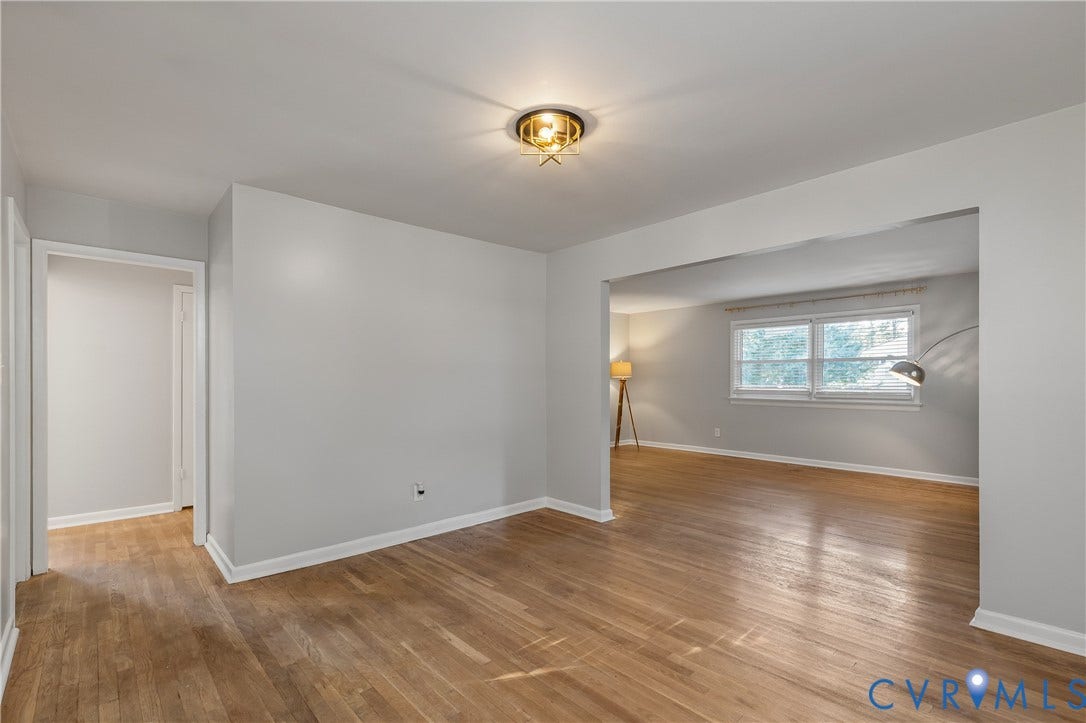 300 Gunby Drive, Henrico, VA 23229 Wood-finish flooring throughout, light gray wall paint, and a classic ceiling-mounted light fixture
