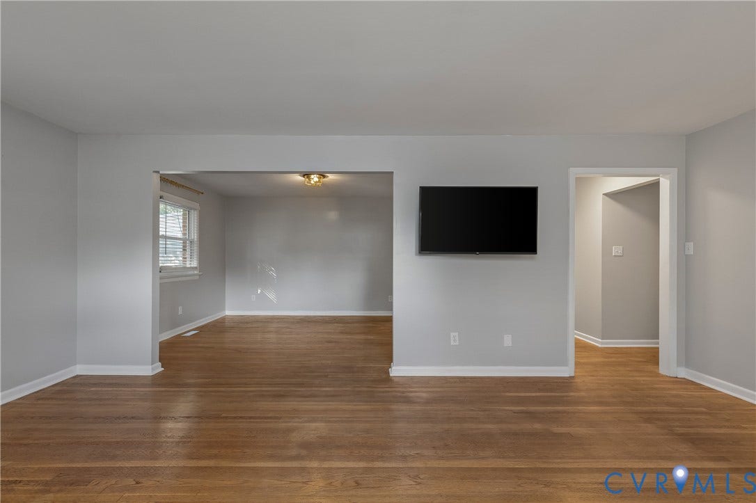 300 Gunby Drive, Henrico, VA 23229 Hardwood flooring throughout, light gray wall paint, and white trim accents