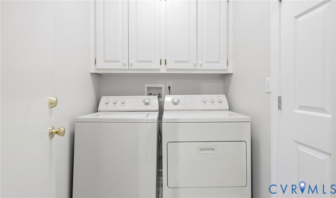 5500 Lakemere Drive, 55+ Community, North Chesterfield, VA 23234 Laundry area featuring white cabinetry and panel doors