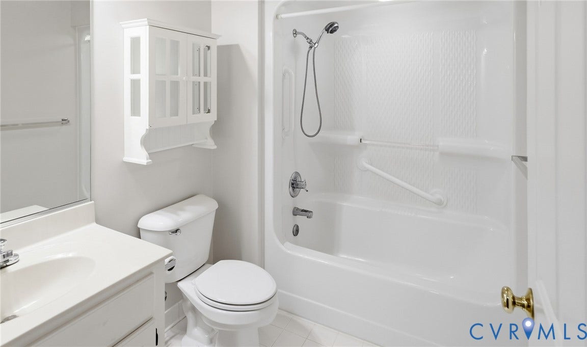 5500 Lakemere Drive, 55+ Community, North Chesterfield, VA 23234 White vanity with integrated sink and chrome faucet