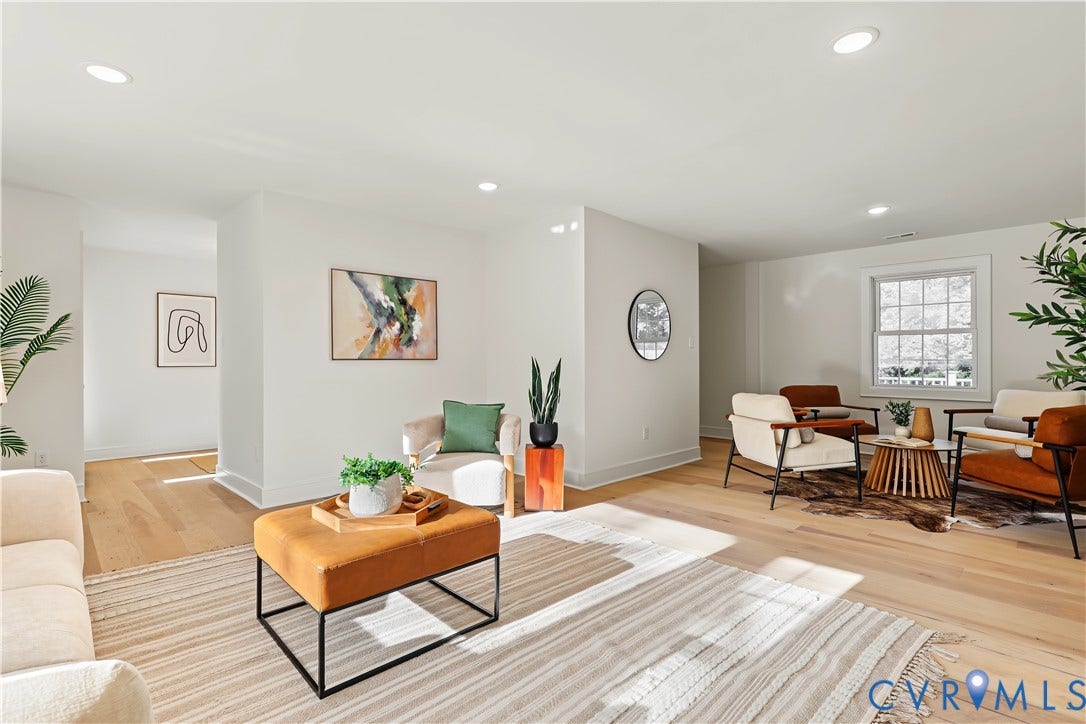 702 Westham Parkway, Westham, Henrico, VA 23229 Recessed lighting, light wood-finish flooring, white wall finishes, and a single window with mullions