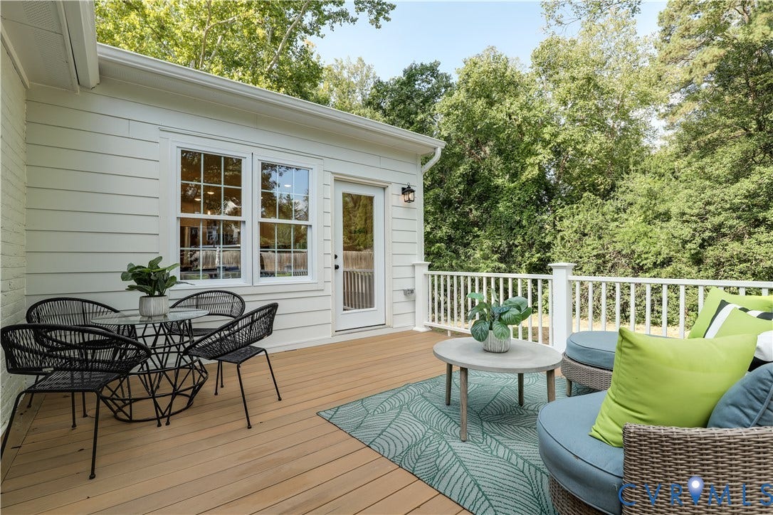 702 Westham Parkway, Westham, Henrico, VA 23229 Wood-finish deck with white railings and siding