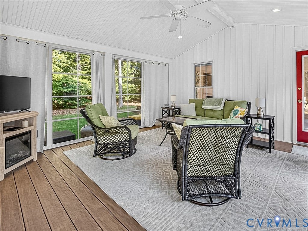 4013 Tweedsmuir Road, Moseley, VA 23120 Added in 2021, the 16x16 sunroom surrounds you with windows, a vaulted ceiling, and leafy views.