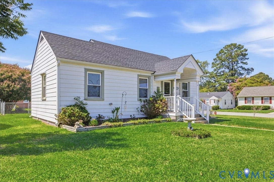 216 Conduit Road, Riverside Park, Colonial Heights, VA 23834 White siding exterior featuring a covered porch entry