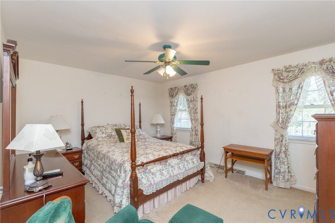 3640 Kiefer Road, Chester, VA 23831 Wall-to-wall carpeting and a ceiling fan with integrated lighting