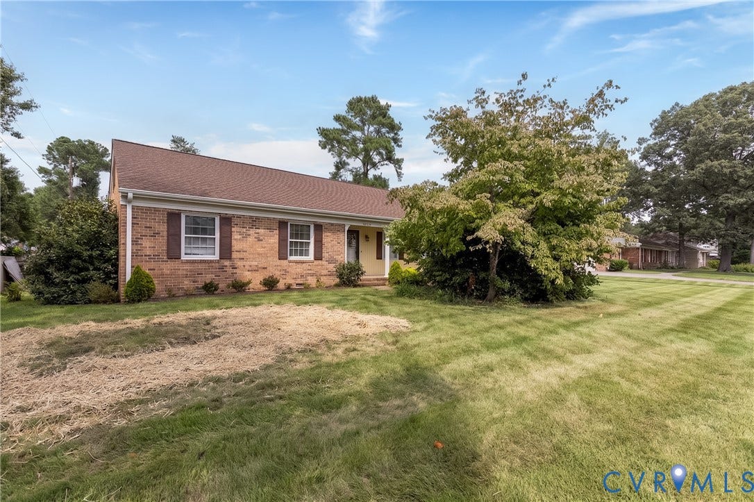 3640 Kiefer Road, Chester, VA 23831 Brick exterior with a gabled roof and white window frames