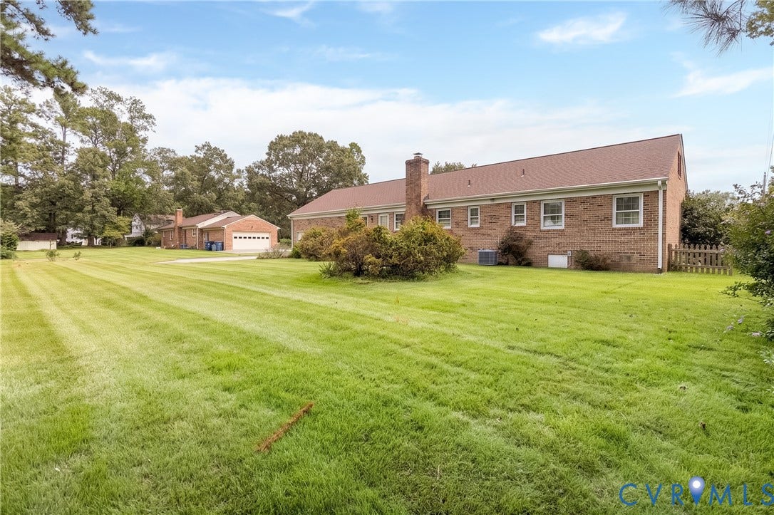 3640 Kiefer Road, Chester, VA 23831 Expansive grassy yard with mature trees