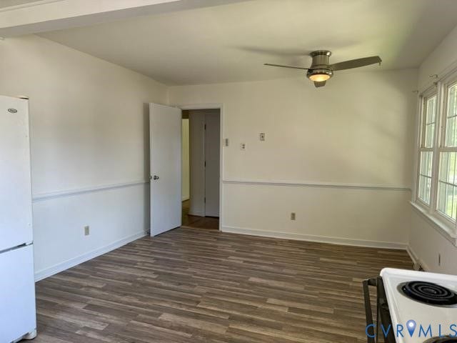 2109 Parkside Avenue, Lakeside, Henrico, VA 23228 Wood-finish flooring, white walls with chair rail molding, ceiling fan with integrated lighting, and multiple pane windows