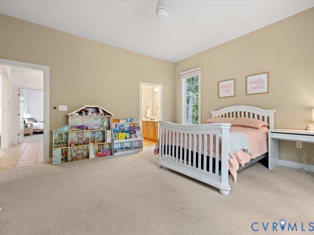 147 Oyster Cove Landing, Hartfield, VA 23071 Recessed lighting with a ceiling fan, carpeted flooring, and neutral wall tones