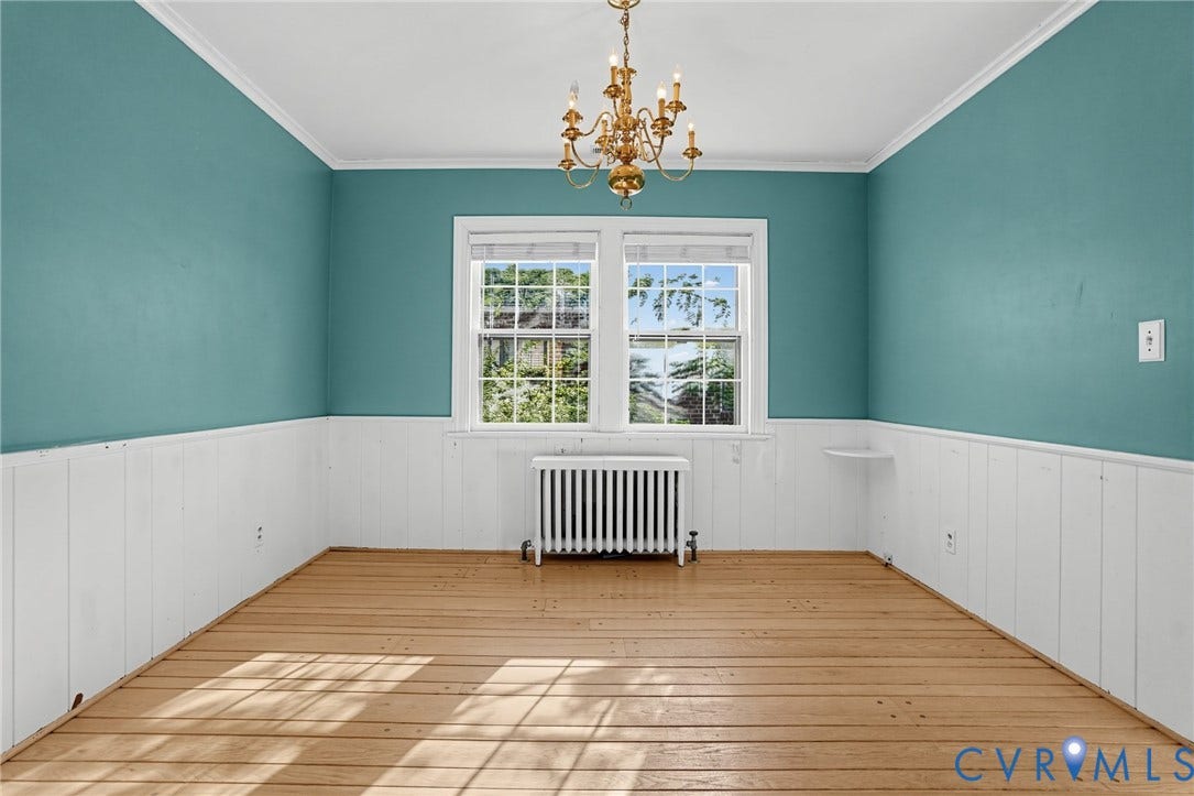 1713 Wilmington Avenue, Richmond, VA 23227 Hardwood flooring throughout, white crown molding, and wainscoting
