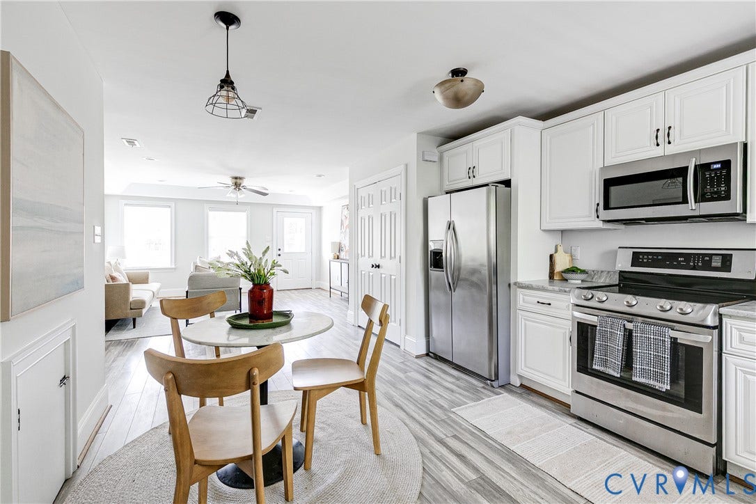 1311 N 33rd Street, Oakwood, Richmond, VA 23223 Kitchen featuring stainless steel appliances, white cabinetry, and light-toned countertops