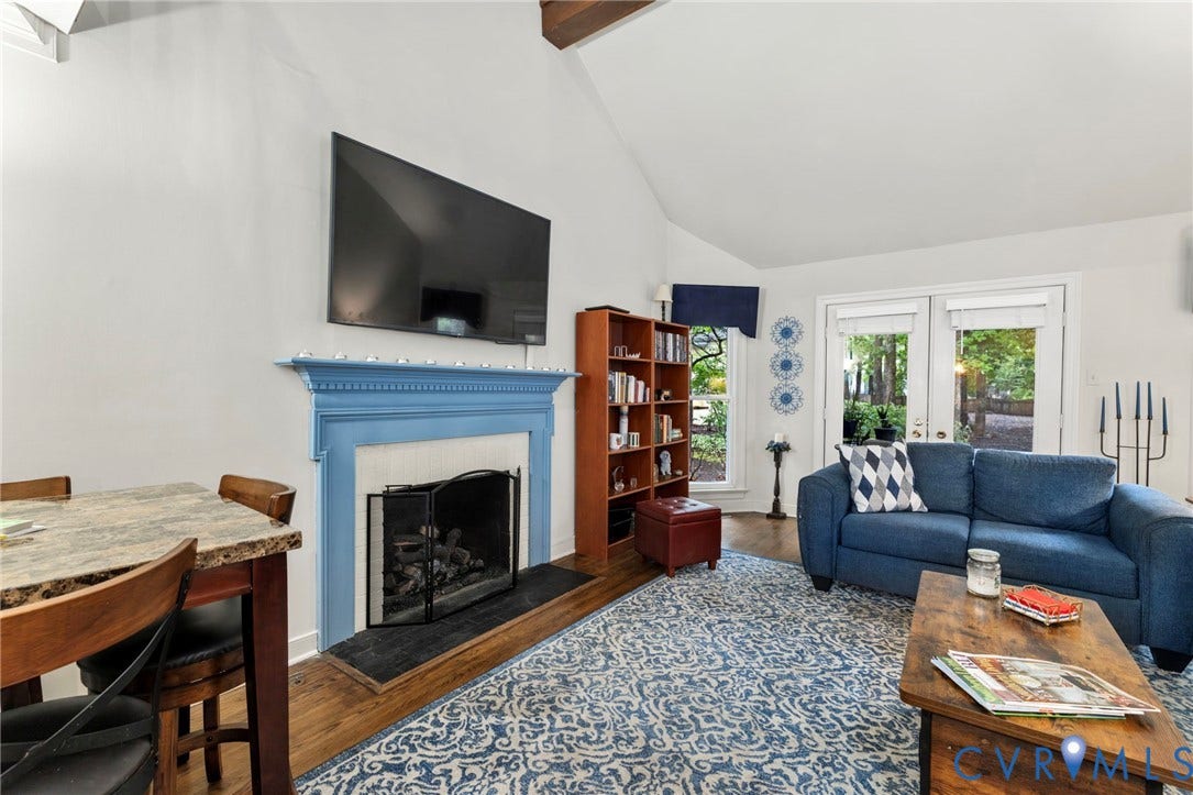 11805 Bedfordshire Square, Henrico, VA 23238 Vaulted ceiling, wood flooring, fireplace with decorative mantel, plenty of room for a game table, and double glass French doors