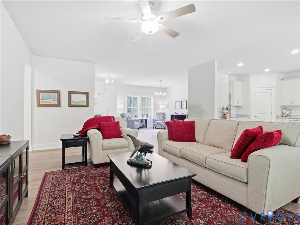 3102 Kensington Lane, Goochland, VA 23063 Recessed lighting, wood-finish flooring, white walls, and a ceiling fan