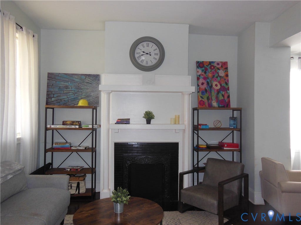109 Yancey Street, Richmond, VA 23222 Living Room with Fireplace and Wood Floors