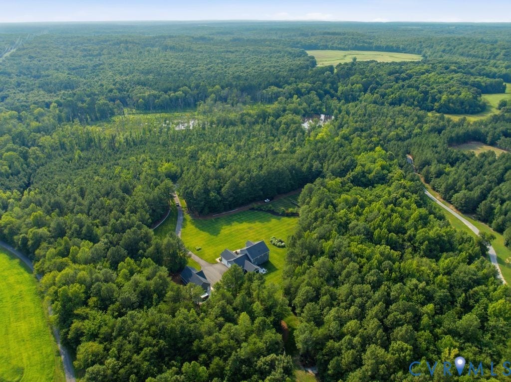 13114 Spring Road, Barr Brook Farms, Rockville, VA 23146 Expansive wooded property with a long private driveway, a pond, and a large cleared lawn area