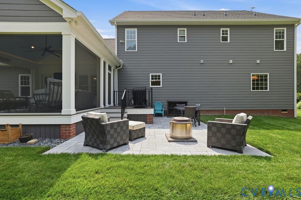 13114 Spring Road, Barr Brook Farms, Rockville, VA 23146 Screened porch with ceiling fan, paver patio, integrated fire pit, and durable siding exterior