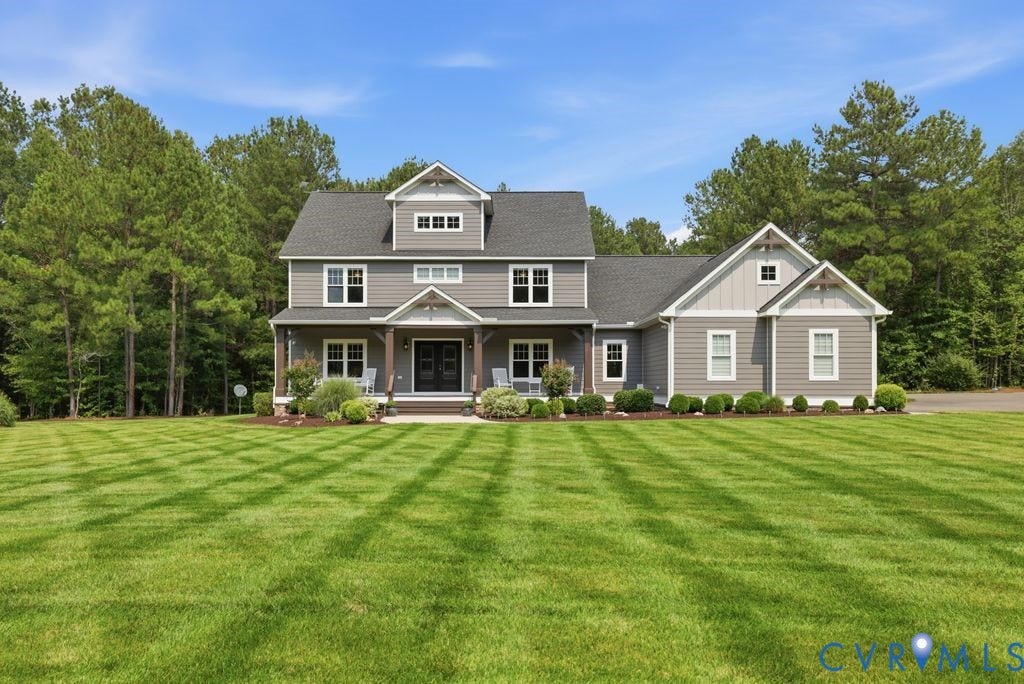 13114 Spring Road, Barr Brook Farms, Rockville, VA 23146 Craftsman-style exterior with gray siding, white trim, and a dark shingle roof
