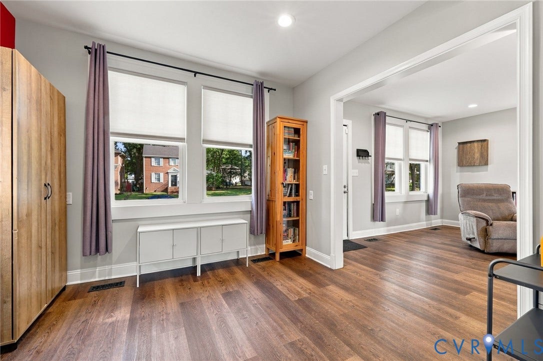 3504 Delaware Avenue, Richmond, VA 23222 Wood-finish flooring throughout, bright windows with roller shades, recessed lighting, and a wide cased opening